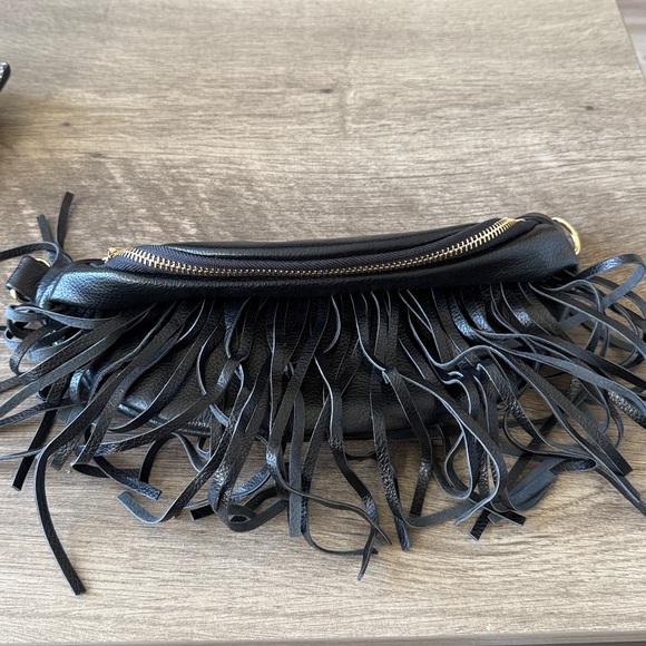 Fringe Cross Body Bum Bag Black - Picture 2 of 5